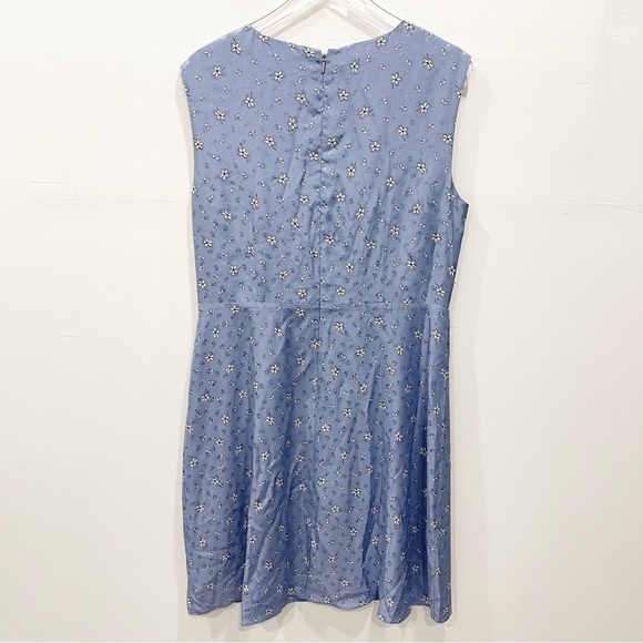Tailored Rebecca Taylor Petal Fleur Silk-Blend Mini Dress Size 14 Blue Fog - Picture 2 of 9